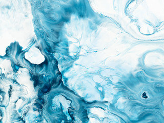 Blue marble abstract hand painted background.