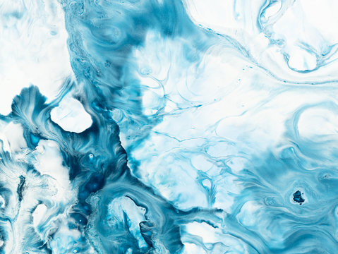Fototapete -  - blue marble abstract hand painted background.