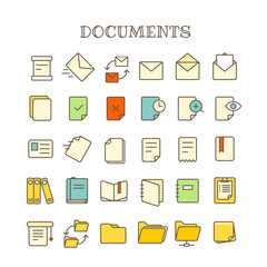 Aufkleber - Different paper documents thin line color icons vector set