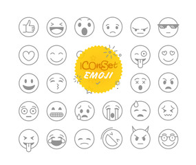 Poster - Different thin line emoji collection. Vector icon set