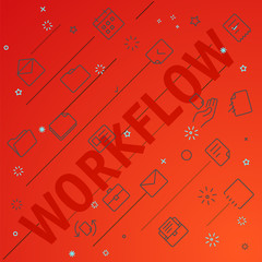 Fototapete - workflow concept. different thin line icons included