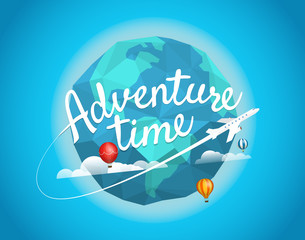 Poster - Adventure time vector illustration. Travel concept with lettering logo