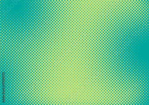 Bright green and turquoise pop art retro background with halftone in comic style Fototapet