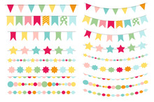 Party Flags, Buntings,  Brushes For Creating A Party Invitation 