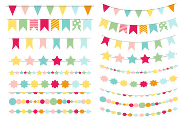 Poster - Party Flags, Buntings,  Brushes for Creating a Party Invitation 