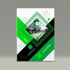 Cover design, corporate brochure template, magazine and flyer layout. Annual report. Geometric and polygonal objects. Vector illustration.