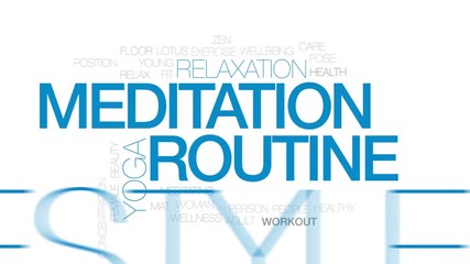 Wall Mural - Meditation routine animated word cloud, text design animation. Kinetic typography.