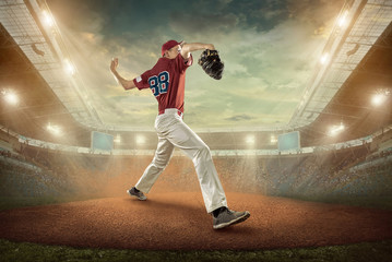 Wall Mural - Baseball players in action on the stadium.