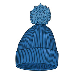 Poster - Vector Cartoon Knitted Hat with Pompom