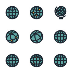 Sticker - Vector flat world map icons set