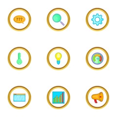 Poster - Boost app icons set, cartoon style