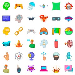 Poster - Virtual reality icons set, cartoon style