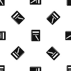Poster - Closed spiral notebook and pen pattern seamless black