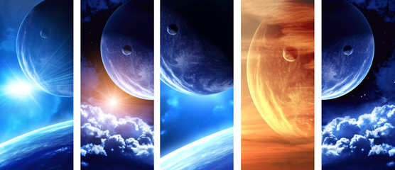 Wall Mural - collection of space banners