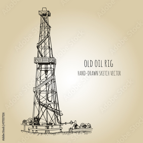 Rig For Exploration And Drilling Wells For Oil Production Hand Drawn Sketch Vector Illustration Buy This Stock Vector And Explore Similar Vectors At Adobe Stock Adobe Stock