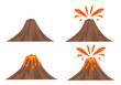Volcano Icon Set Isolated on White Background