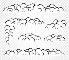 Isolated Vector Clouds Steam Or Smoke, Foam Template For Design Illustration.