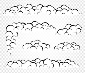 Isolated vector clouds steam or smoke, foam template for design illustration.