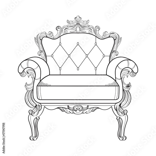 Armchair with luxurious ornaments. Vector French Luxury rich intricate struct...