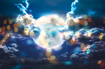 moon bokeh in galaxy stars sky