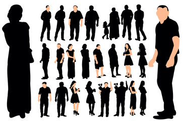 Wall Mural -  set of people silhouettes