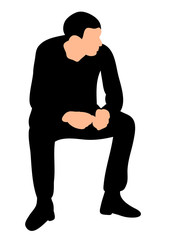 Wall Mural -  isolated silhouette of a guy sitting