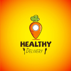 carrot with map pointer icon. logo of healthy food business or delivery concept - vector