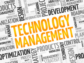 Poster - technology management word cloud, business concept background