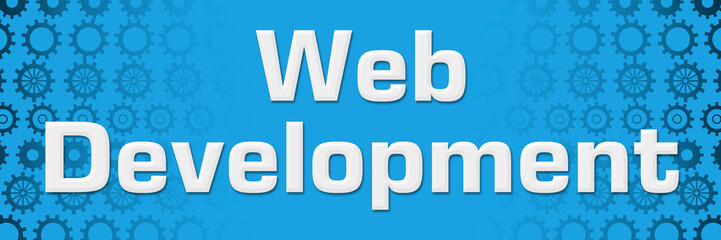 Wall Mural - Web Development Blue Gears Background Horizontal 