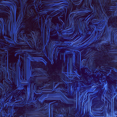 Fototapete - Digital blue lines abstract background. 3d rendering