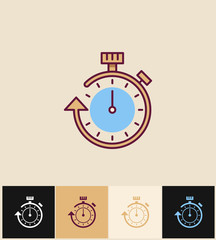 Poster - clock icon. flat vector illustration on different colored backgrounds. stopwatch line icon