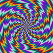 Pulsing fiery spirals. Spin illusion.