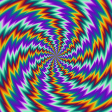 Pulsing Fiery Spirals. Spin Illusion.