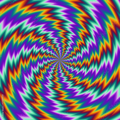 Pulsing fiery spirals. Spin illusion. Canvas Print