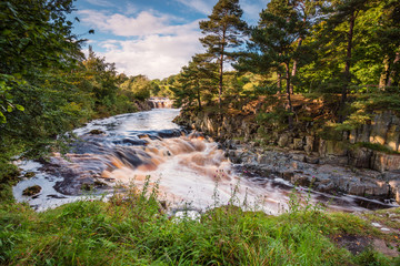 Poster - River Tees below Low Force / The River Tees cascades over the Whin Sill at Low Force Waterfall, as the Pennine Way follows the southern riverbank