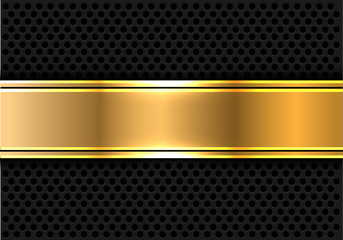 Abstract gold banner on gray circle mesh design modern luxury futuristic background vector illustration.