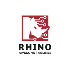 Wall Mural - Rhino techno Logo Business template vector illustration
