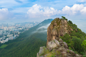 Wall Mural - Beautiful Viewed from above the Lion Rock Peak in Hong Kong, China, in morning time