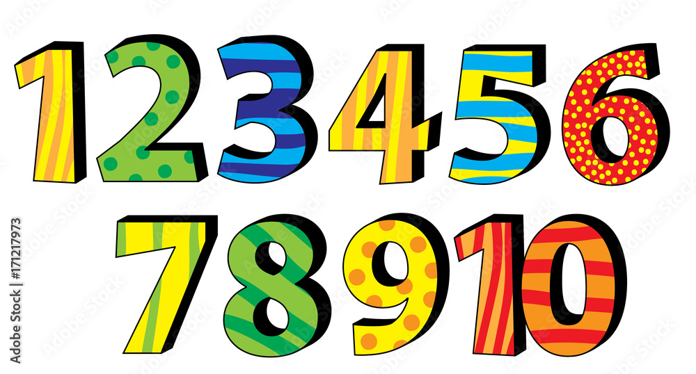 Nice colorful cartoon 3d numbers set for children 110 Stock Vector