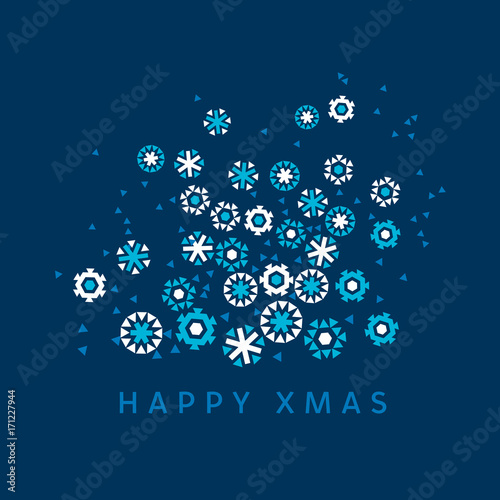 ice floral shaped abstract snow dynamic composition. geometric flat snowflake...