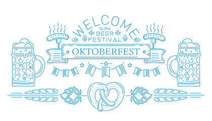 Oktoberfest line logo design. Welcome to the beer festival. Invitation to the Beer Festival. Vector illustration