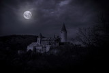 Castle Krivoklat in mystery moonlight. Czech Republic.