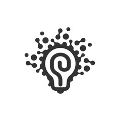 Aufkleber - Monochrome stylized lightbulbs logotype, new idea and solution abstract symbol, flat bright cartoon incandescent light bulb. Isolated black simple vector icon on white background.