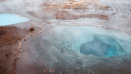 Iceland, valley of geysers, springs of hot geothermal water