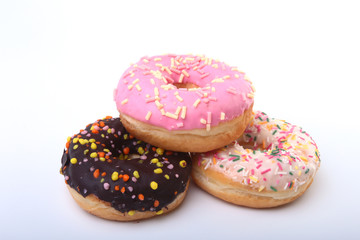 Homemade Traditional polish sweets doughnuts isolated on white background.