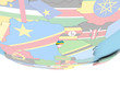 © harvepino - Map of Rwanda with flag on globe