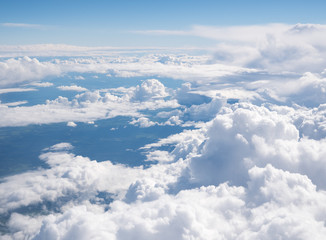 Wall Mural - blue sky with the clouds from the plane view