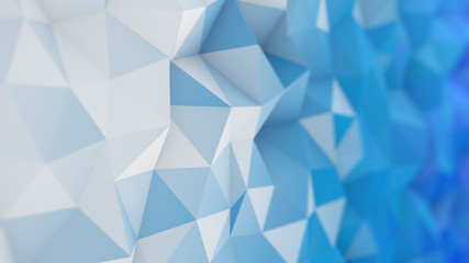 Wall Mural - White and blue low poly 3D surface