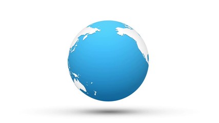 Wall Mural - world map blue white globe loop animation