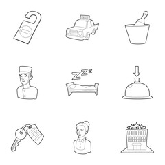Wall Mural - Hotel staff icons set, outline style